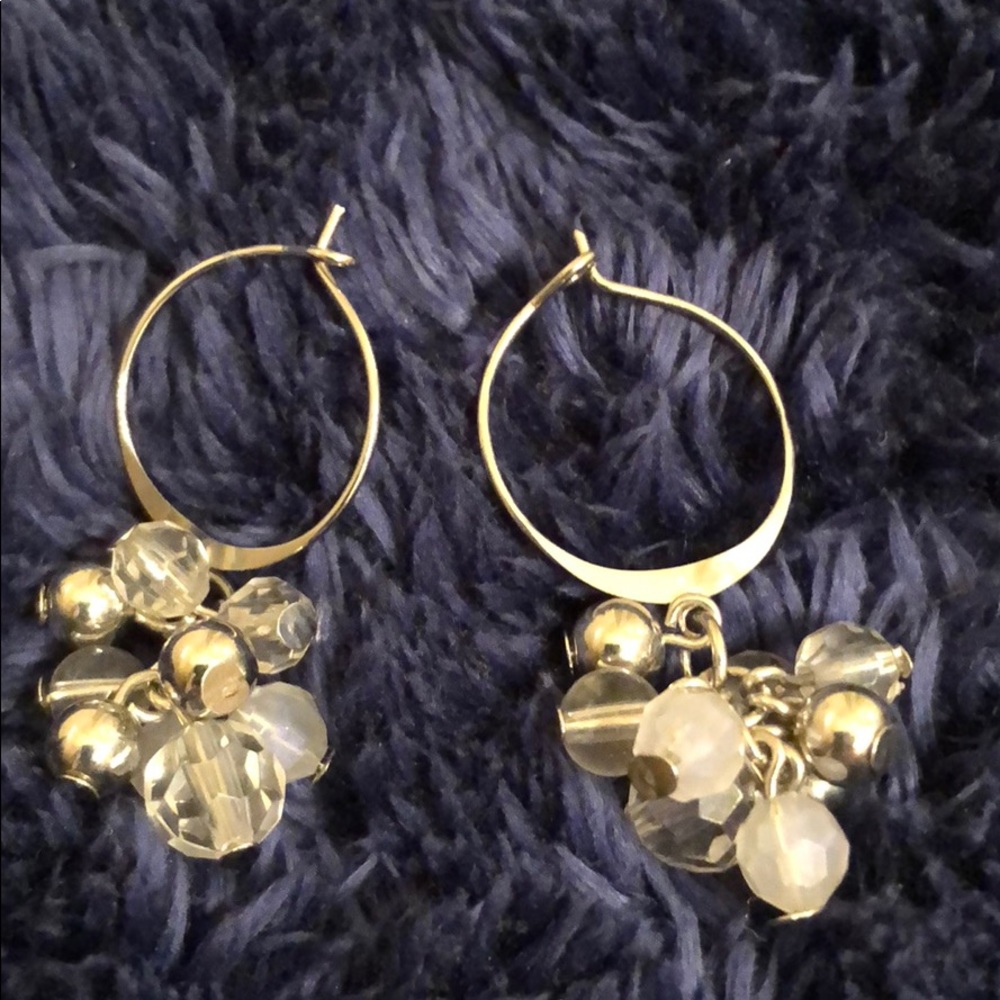 Silver clear beaded earrings